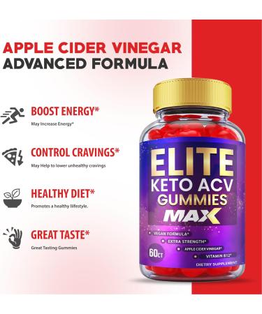 (2 Pack) Elite Keto ACV Gummies - Max Strength Formula with Vitamin B12 and Beet Root - Apple Cider Vinegar Weight Loss Support - 120 Gummies - Buy Online on GoSupps.com