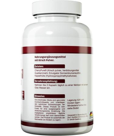Health+ Cherry Power - 90 Cherry Extract Capsules 550mg Montmorency Cherry High-Dose Antioxidants & Nutrients - Made in Germany - Buy Online on GoSupps.com