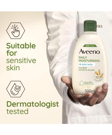 Aveeno Daily Moisturising Body Wash With Soothing Oat Suitable For Sensitive Skin Gently Cleanses and Nourishes Soap-Free Lightly Scented 500ml - Buy Online on GoSupps.com