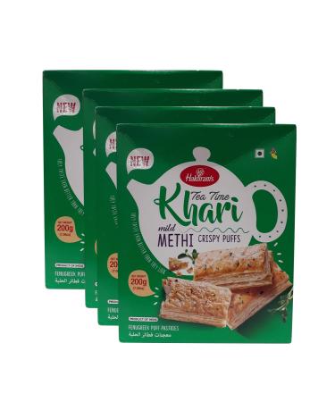 Haldiram s Savory Snacks Easy to Carry Anywhere Crispy Crunchy & Spicy Delicious Indian Namkeen Snacks Made With Authentic Taste Enjoy At Tea Time (Haldiram Khari Methi Puff Pack of 4)