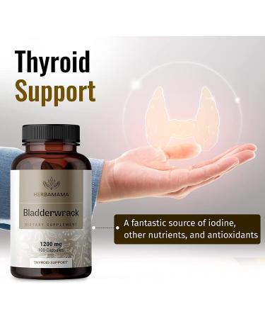 HERRBAMAMA Bladderwrack Capsules - 1200mg Natural Thyroid Support & Joint Health - Organic Vegan Supplement for Weight Management - Non-GMO Immune Booster - Buy Online on GoSupps.com