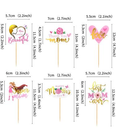 Ercaido 24 Pack Happy Mother's Day Cupcake Toppers Picks Best Mom Thank You Mom Super Mom Love Mom You're Beautiful for Happy Mother's Day Theme Party Cake Decorations Supplies Best MOM Mom Pink - Buy Online on GoSupps.com