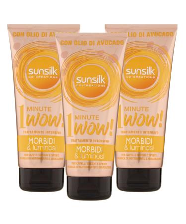 Sunsilk 1 Minute Intensive Treatment Wow Soft and Shiny Mask for Dry and Dull Hair with Avocado Oil Nourishing and Moisturizing Action 3 x 180ml Bottles
