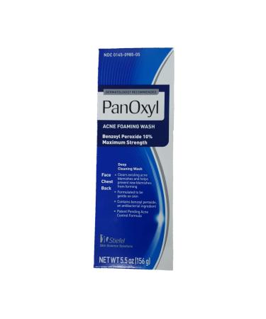 PanOxyl Foaming Acne Wash Maximum Strength 5.5 oz (Pack of 2) Unscented 5.5 Ounce (Pack of 2)