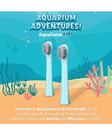 AquaSonic Kids Brush Head Replacement 2-Pack - Sonic Electric Toothbrush for Ages 3 and Up - Buy Online on GoSupps.com