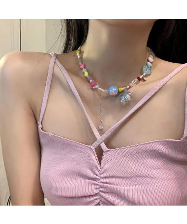 Egirl Jewelry: Colorful Beads Pendant Necklace DIY Y2K Star Charm Choker for Women | Punk Accessories | International Shipping - Buy Online on GoSupps.com