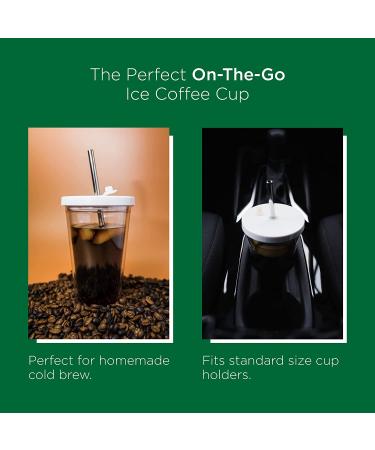 24 Oz Reusable Iced Coffee Cup with Leak Proof Double Wall Insulation - Includes Plastic & Metal Straws and Cleaner - Buy Online on GoSupps.com