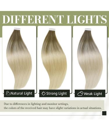 Runature Tape In Extensions | Real Hair Balayage Brown Blonde Ombre | 50g 20.96 cm | Invisible Tape Straight Hair Extensions - Buy Online on GoSupps.com