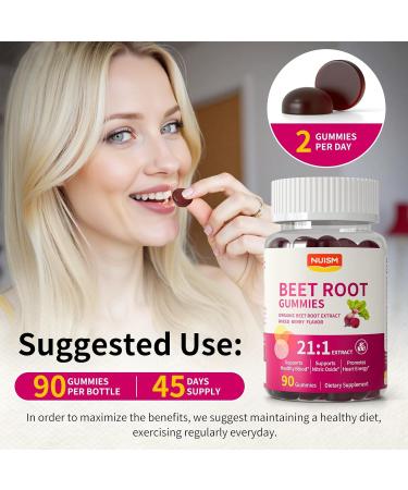NUISM Organic Beet Root Gummies, Mixed Berry Flavor Supplements,Natural Extract, 21:1 Concentrate, Sugar Free Chews, Energy, Vitality & Performance Support, Beetroot Gummies - Buy Online on GoSupps.com