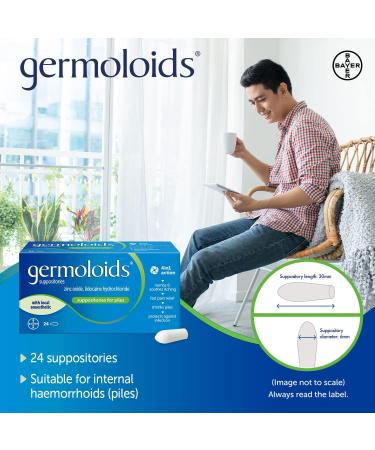 GERMOLOIDS Suppositories - 24 Pack for Hemorrhoid Relief - Buy Online on GoSupps.com