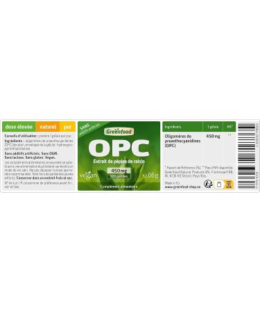 Greenfood OPC 450 mg high dose 120 capsules no artificial additives no genetic engineering. Vegan. - Buy Online on GoSupps.com