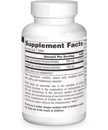 Source Naturals No-Flush Niacin B-3 500mg - 60 Tablets | Supports Cardiovascular Health - Buy Online on GoSupps.com