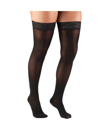 Truform Sheer Compression Stockings 30-40 mmHg Women's Thigh High Length 30 Denier Black X-Large Black X-Large (1 Pair)
