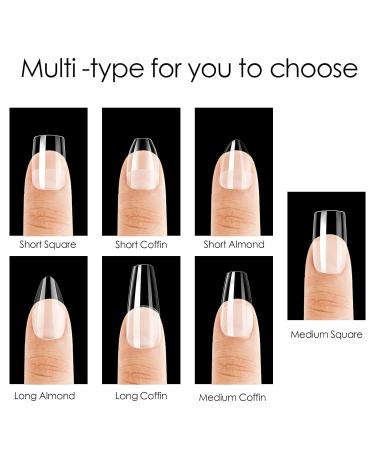 500PC Medium-Sized Coffin Nail Tips Set - Full Cover Clear Acrylic Fingernails for Nail Studios & DIY Nail Art - 12 Sizes Available - Buy Online on GoSupps.com