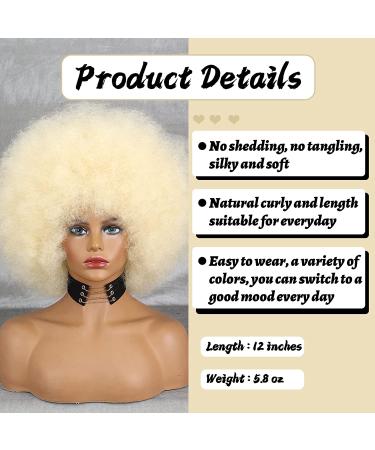 XINRAN 70s Blonde Afro Wigs for Black Women - Natural Curly Beige Blonde Hair - Buy Online on GoSupps.com