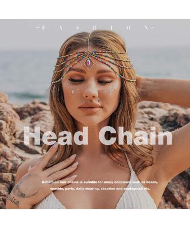 Boho Beaded Layered Head Chain - Colorful Beach Headpiece for Women and Girls - Buy Online on GoSupps.com