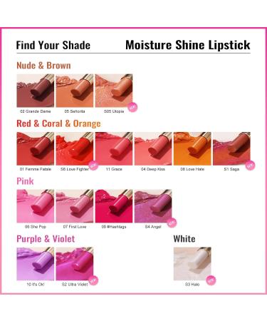 Oulac 2-in-1 Shimmering Lipstick & Lip Balm | Coral Juicy Lip Care | Hydrated Shiny Finish for Dry Lips | Vegan | Utopia S05 S5 - Buy Online on GoSupps.com