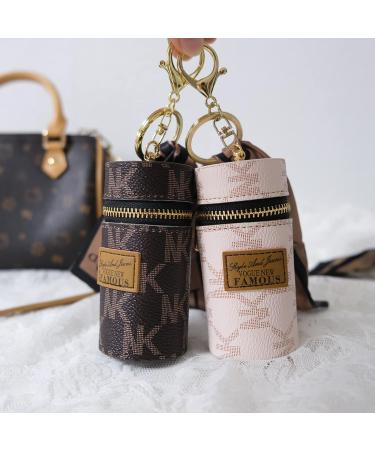 RILOST 2Pcs Lipstick Case Leather Organizer with Keychain - Brown Pink - Buy Online on GoSupps.com