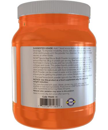 Now Foods Sports Beef Bone Broth Protein Powder 1.2 lbs â€“ Ultimate Muscle Recovery & Collagen Boost - Buy Online on GoSupps.com