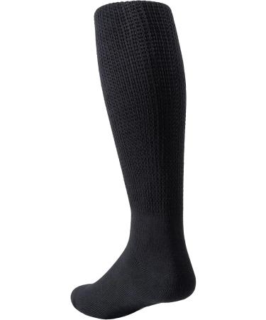 Yomandamor Men's Over the Calf Diabetic Socks - Non-Binding Big & Tall - Size 13-15 | 3 Pairs Extra Tall Black - Buy Online on GoSupps.com