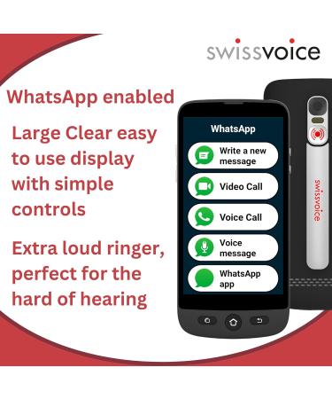 SWISSVOICE S510-C Senior Mobile Phone with Lanyard & Charging Dock - Big Buttons, Unlocked & SOS Button - Ideal Smartphone for Elderly - S510-M + Dock - Buy Online on GoSupps.com