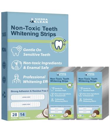 Sierra Clean Teeth Whitening Strips 14 Treatments, Sensitivity Free Enamel Safe, Fast Teeth Whitening Kit, Dentist Recommended Remove Coffee Tea Smoking Stains White 28 Count