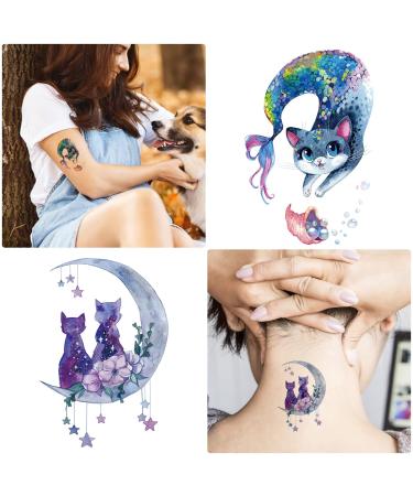 Father.son Watercolor Cat Temporary Tattoos - Cute Kitty Designs for Girls Kids - Waterproof Fake Body Art Stickers - Animal Birthday Party Supplies - Pet Lover Favors - Meow Arts and Crafts - Buy Online on GoSupps.com