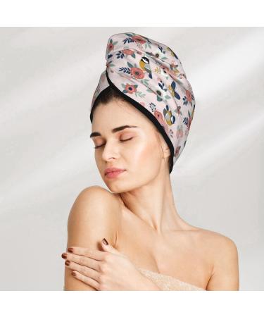 Buy Cute Spring Birds and Flowers Microfiber Hair Towel - Soft Super Absorbent Wrap for Long Curly Hair | Quick Dry Coral Velvet for Women - Buy Online on GoSupps.com