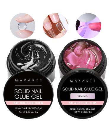 Makartt solid gel nail glue - 15ml nail glue gel for artificial nails extra strong nail tips solid nail glue UV non -stick hands clear and cherice