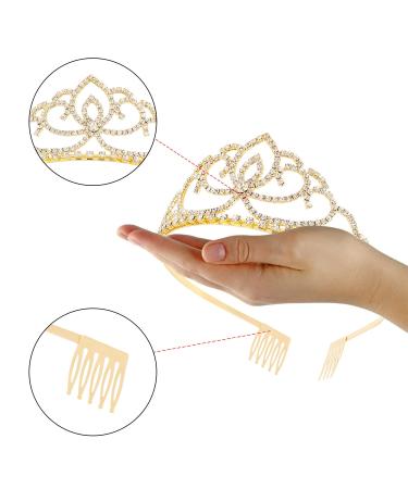 FASOTY Gold Crystal Tiara Crown for Women - Elegant Bridal Headband for Wedding, Prom, Birthday - Princess Hair Accessory with Combs - Buy Online on GoSupps.com
