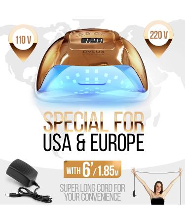 OVLUX 128W UV LED Nail Lamp - Rapid-Curing Gel Nails Dryer for Manicures/Pedicures - Dual-Voltage - Extra-Long Cable - Professional Gel Lamp for Homes/Salons - Gold - Buy Online on GoSupps.com