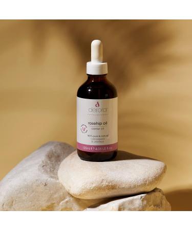 Derora Rosehip Oil | Nourishes Skin Hair & Nails | 100% Pure & Natural | Cold Pressed & Unrefined | Antioxidant & Vitamin A C & E Rich | All Skin Types | Vegan & Cruelty Free (120ml) - Buy Online on GoSupps.com