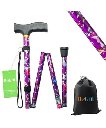 BeGrit Walking Sticks for Women Folding Walking Sticks Adjustable Walking Stick Collapsible Lightweight Flexible Stick Comfortable Grip Durable Mobility Aid for Ladies Men Purple - Buy Online on GoSupps.com