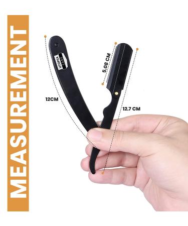 Utopia Care Professional Barber Straight Edge Razor Safety with 100-Pack Derby Blades - Stainless Steel (Black) - Buy Online on GoSupps.com