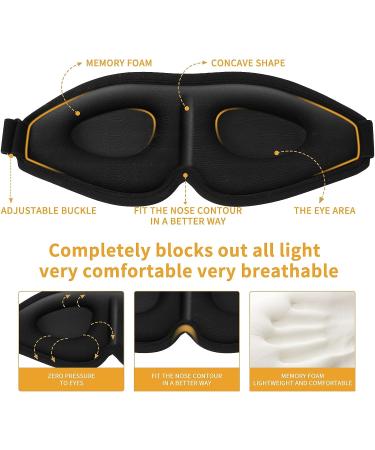 Sleeping Eye Mask for Men and Women Eye Mask Full Block Out Light No Eye Pressure Soft Breathable Deep Eye Socket with Adjustable Straps Suitable for Travel Nap Yoga Black - Buy Online on GoSupps.com
