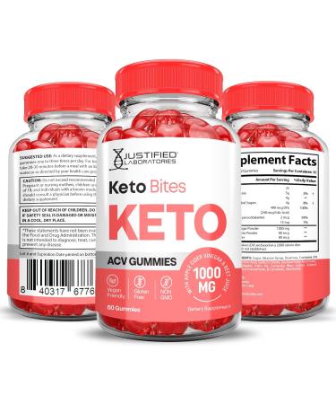Justified Laboratories Keto Bites ACV Gummies 1000MG 180 Gummys - 3 Pack Vegan Non GMO with Pomegranate Juice, Beet Root, B12 - 60 Count - Buy Online on GoSupps.com