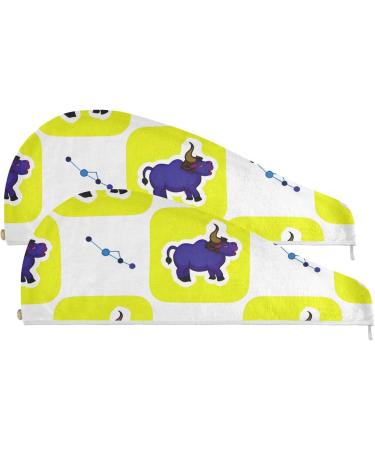 Buy Constellation Taurus Hair Towel 2 Pack | Super Absorbent Quick Dry Hair Turbans for Women & Girls - Perfect Hair Drying Solution - Buy Online on GoSupps.com
