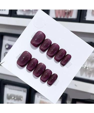 Handmade Long and Short Nail Patches for Artificial Nail Enhancement(Color:19566 Size:M)