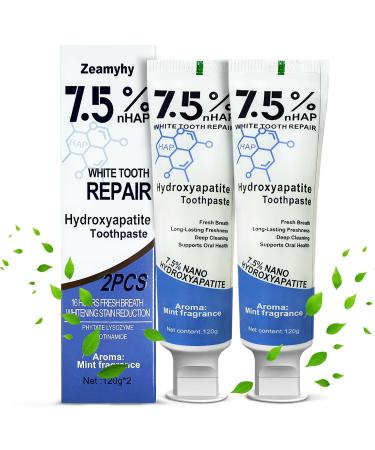 2 Pack Hydroxyapatite Toothpastes for Enamel Protection and Tooth Strengthening Gentle Mint Fresh Breath Daily Use for Oral Health (A) 2.12 Ounce (Pack of 2)