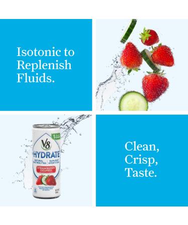 V8 +Hydrate Strawberry Cucumber Plant-Based Hydrating Beverage 8 oz. Can - 6 Pack x 4 - Buy Online on GoSupps.com