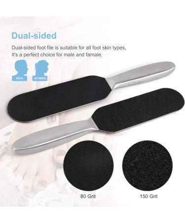 Pedicure Foot File & Callus Remover | Stainless Steel Rasp with 10 Free Refill Grits | Professional Double-Sided Pads for Smooth Feet | Easy Scrubber for Salon Pedicure - Buy Online on GoSupps.com