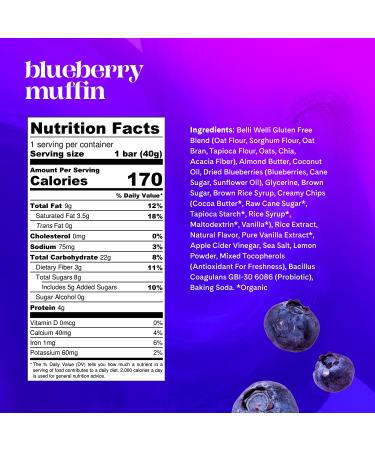 BelliWelli Vegan Gluten-Free Snack Bar Variety (8-Pack) | Low FODMAP Certified, Dairy Free, Gut Friendly with Probiotics | Guilt-Free Dessert for Breakfast | 8 Count - Buy Online on GoSupps.com