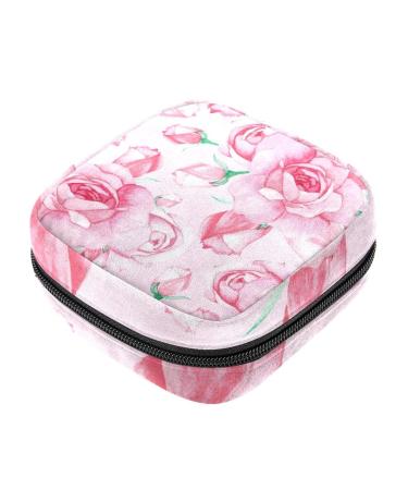 Watercolor Rose Napkin Storage Bag Portable Zippered Napkin Pouch for Teen Girls Women Ladies Color 3