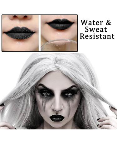 2PCS Black Matte Lip Liner & Lipstick Set | High Pigmented Waterproof Black Lip Gloss for Goth Halloween & Cosplay Makeup - Buy Online on GoSupps.com