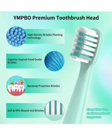 YMPBO 10PCS Compatible Replacement Heads + 30PCS Floss Toothpick + Free Holder - Soft for Kids Teeth & Gums (Cyan) - Buy Online on GoSupps.com