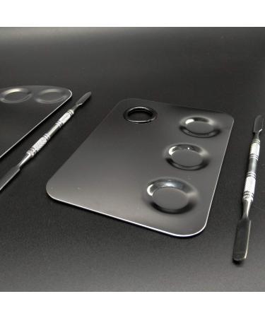 TIHOOD Stainless Steel Makeup Palette Set - 2PCS 5-well/3-well with Spatula, Ideal for Mixing Foundation, Nail-art, and Cosmetics - 6''x4'' Silver - Buy Online on GoSupps.com