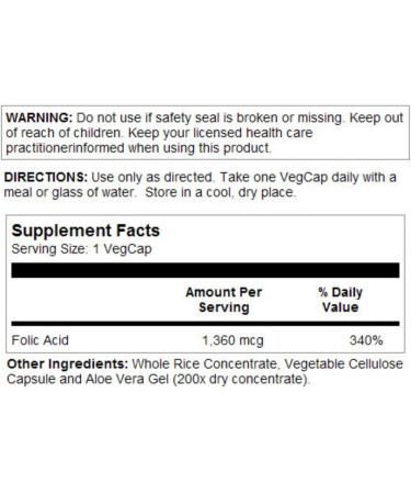 Solaray Folic Acid Capsules 1360mcg | 100 Count - Buy Now for Essential Folate Support - Buy Online on GoSupps.com