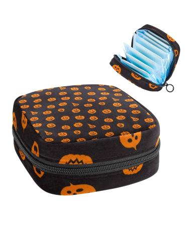 Halloween Pumpkin Sanitary Napkin Storage Bag Menstrual Pad Bag Portable Menstrual Period Sanitary Pouch Zipper Tampons Collect Bags for Teen Girls Women Ladies Color 11