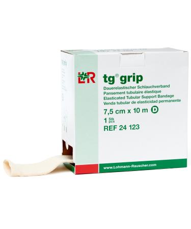 Lohmann & Rauscher Tg Grip, Size D, 7.5cm x 10m, Elasticated Tubular Compression Bandage for Light & Comfortable Support, Sleeve for Sprains, Strains, Soft Tissue Injuries, Skin Friendly Stockinette