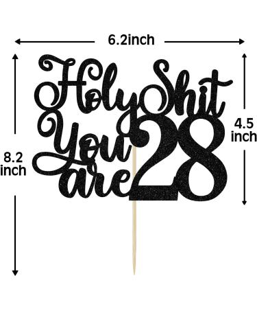 Happy 28th Birthday Cake Topper 28 & Fabulous Cheers to 28 Years Cake Decor Funny 28th Birthday Decorations Men Women Black Glitter - Buy Online on GoSupps.com